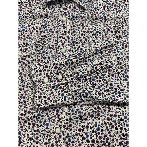 Wrangler 20X Competition Shirt Mens Large White Floral Pearl Snap Western Rodeo - Picture 5 of 12